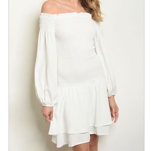 LAST ONE! Ivory Off the Shoulder Dress